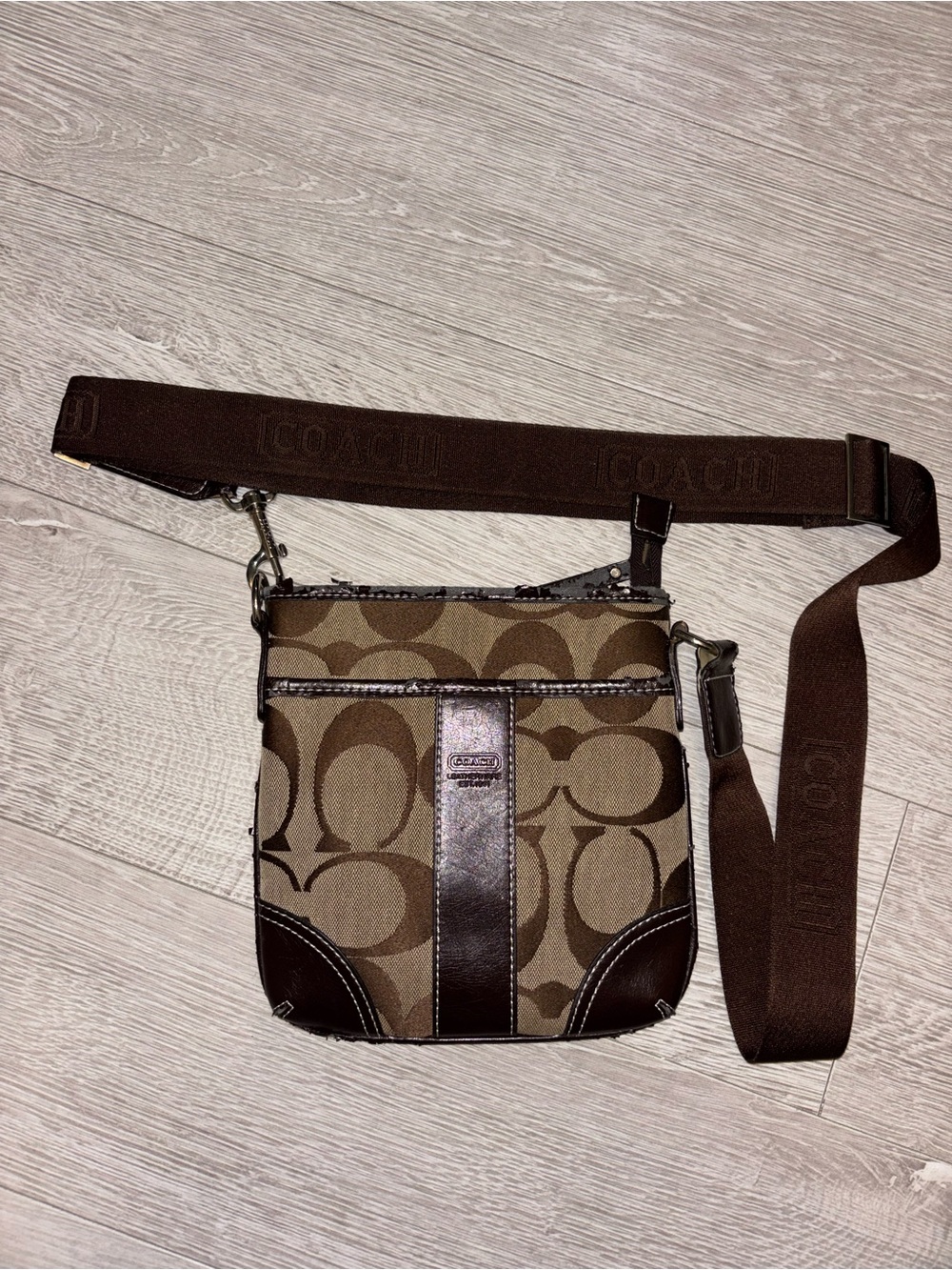 Coach Leather Signature Jacquard Small